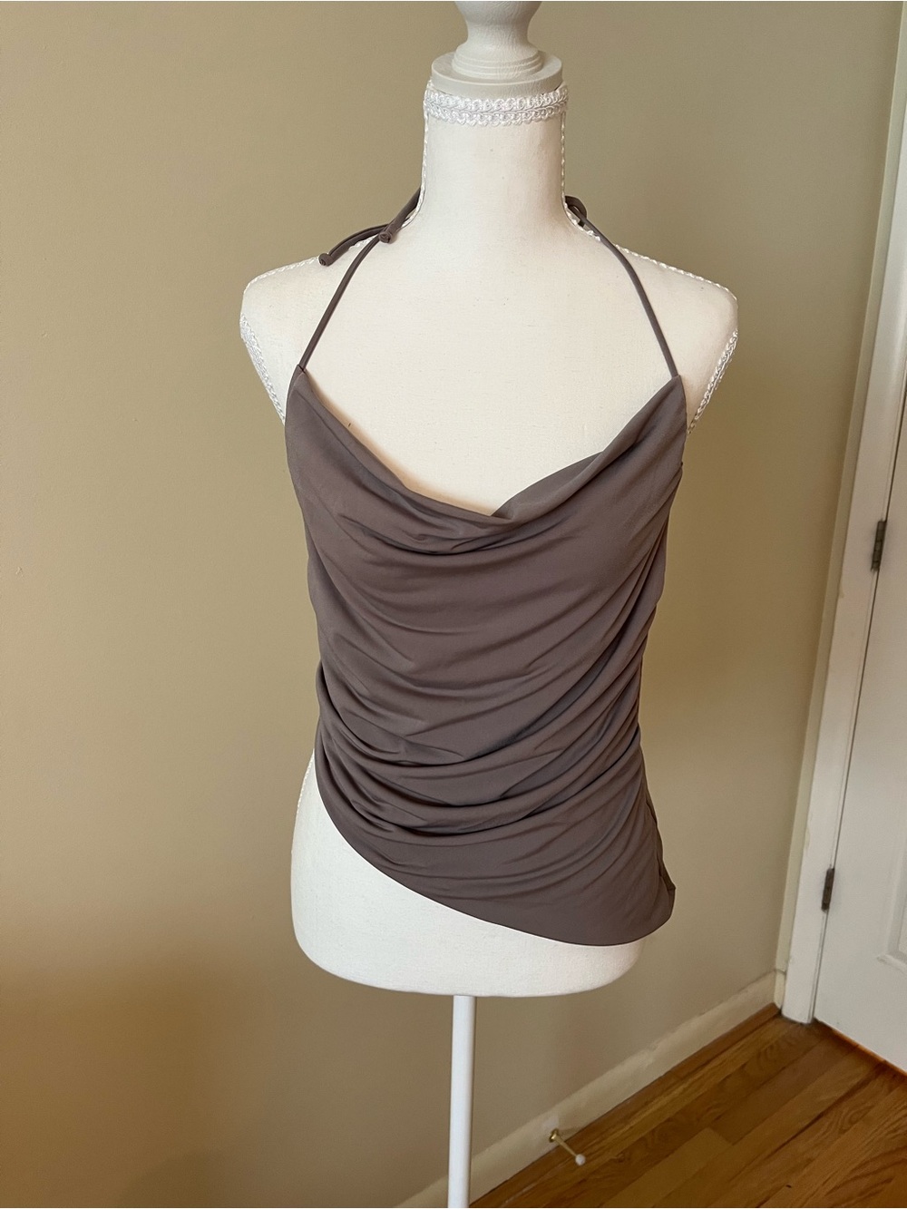 NWT Fashion Nova Taupe Draped Halter Tank
